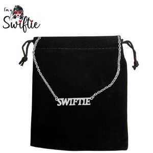 Taylor Swift Merch Silver Swiftie Adjustable Necklace w/Card & Pouch